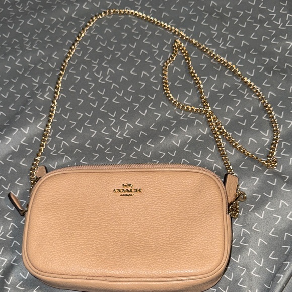 Coach Handbags - Coach Beige Crossbody Bag with Gold Chain
